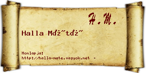 Halla Máté névjegykártya